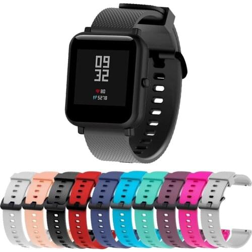 20mm Silicone Wrist Strap Sports Wristband Bracelet Band for Xiaomi Huami Amazfit Bip BIT/GTS/GTR 42MM Smart Watches Accessories