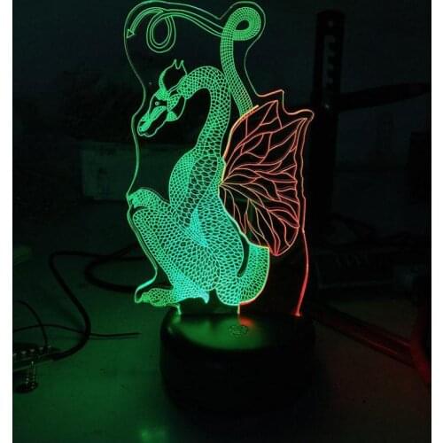 Fire Dragon Led 3d Night Light Creative Colorful Touch Charging Visual Lamp Stereo Atmosphere Gift 3d Light Fixtures