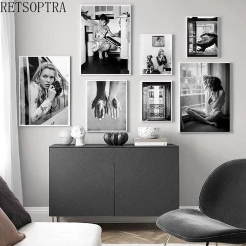 Trendy Wall Art Painting Black White Woman Canvas Poster Sexy Female Art Beauty Girl Print Wall Print Picture Modern Home Decor