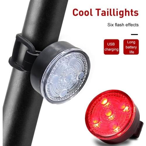 Bicycle Rear Light USB Rechargeable IPX5 Waterproof Bike Light For MTB Helmet Pack Bag Tail Light 6 Model Taillight Safety Lamp