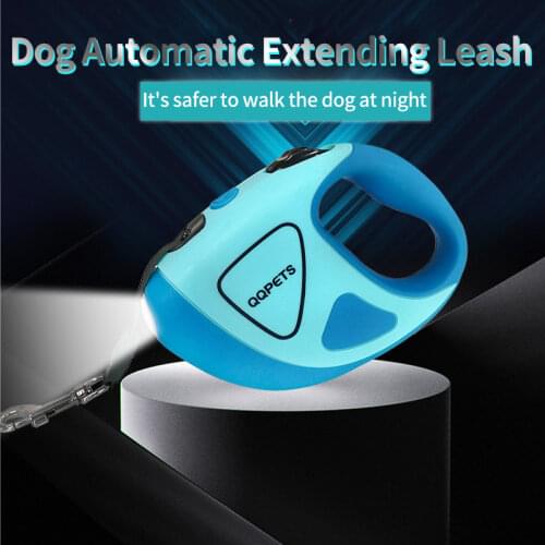 3/5m Durable Dog Leash With Lights Automatic Retractable Nylon Cat Lead Extension Puppy Walking Running Lead Roulette For Dogs