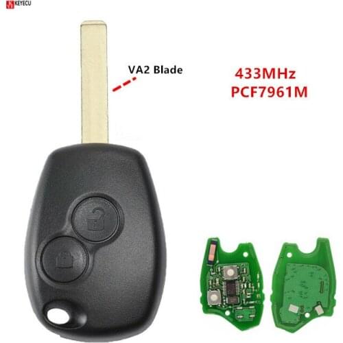 KEYECU Replacement Remote Head Key fob 433MHz with PCF7961M HITAG AES Chip for Renault Trafic Vauxhall Vivaro Uncut VA2 Blade