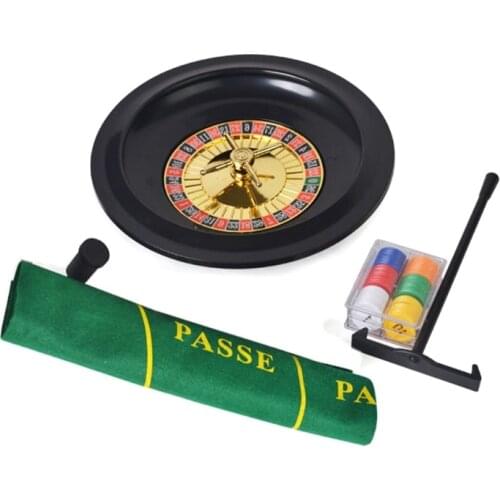 10 inch Roulette Game Set Casino Roulette with Table Cloth Poker Chips for Bar KTV Party Borad Game