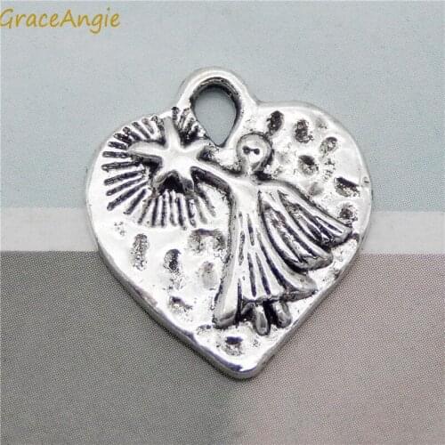 10pcs/lot Love Hearts Charms 18*20mm Alloy Dangle Earrings Pendant Vintage Bracelet Charms Jewelry Finding Handmade Gift