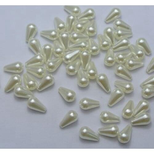 200 Ivory Plastic Faux Pearl Teardrop Beads 6X10mm Imitation Pearl