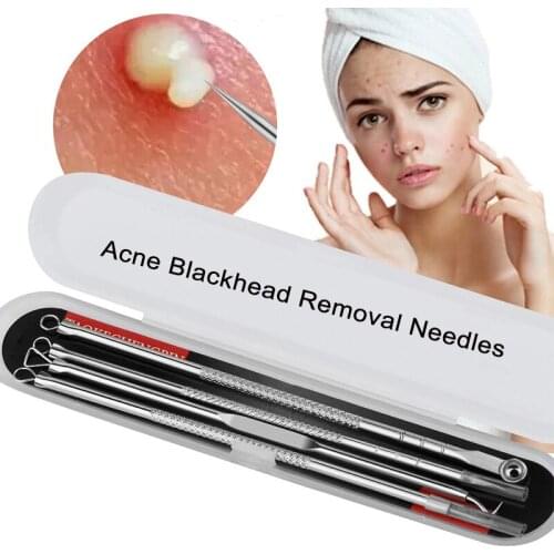 4 Pcs Pimple Popper Tool Acne Removal Acne Blackhead Removal Needles Stainless Steel Pimple Spot Beauty Face Clean Care Tools