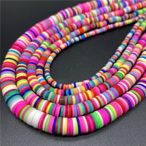 400pcs/Lot 3/4/5/6/8mm 16Inch Clay Beads Flat Round Clay Polymer Loose Spacer Beads For Jewelry Making Handmade Charm Bracelet