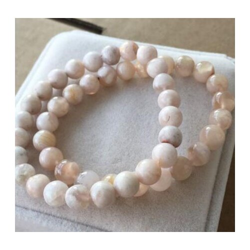 Free shipping 8mm 2Pcs Natural Cherry Blossom AgateQuartz Crystal Beads Bracelet A