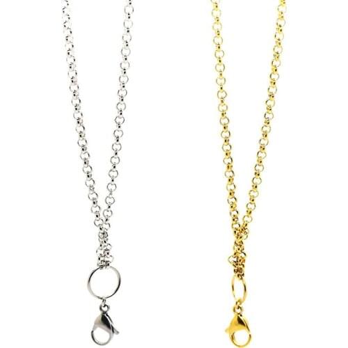 BOFEE 10PCS Long Necklace Pendant 316L Stainless Steel Fashion Jewelry Custom Locket Charm Memory Chain For Gift Women Men