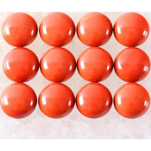 16MM 12MM Round Cabochon CAB Natural Stone Red Jaspers No Drilled Hole Bead for Women Men DIY Jewelry Making Ring 10Pcs K916