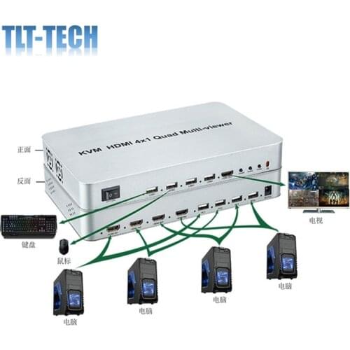 KVM HDMI 4x1 Quad Multi-viewer Seamless Switch Screen Segmentation Switcher USB Keyboard Mouse Control,Laptop Notebook PC To TV