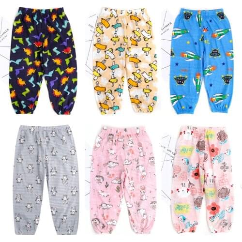 Child Anti-mosquito Pants Boys and Girls Childrens Pants Summer Thin Section Treasure Bloomers Casual Trousers Ice Silk Pajamas
