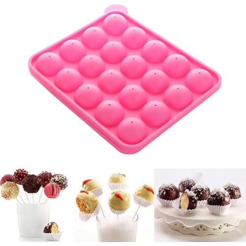 20 Holes Chocolate Ball Cake Mould Cupcake Cookie Candy Maker DIY Baking Tool Silicone Pop Lollipop Mold Stick Tray