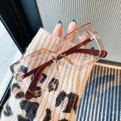 Square Eye glasses Frame Women Retro Tea Clear Optical Glasses Frame Spectacle Gafas oculos Transparent Oversized glasses Women