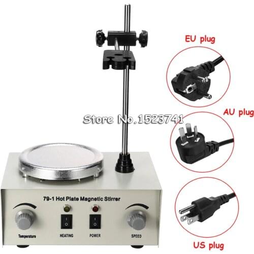 79-1 110/220V 250W 1000ml Hot Plate Magnetic Stirrer Lab Heating Dual Control Mixer US/AU/EU No Noise/Vibration Fuses Protection