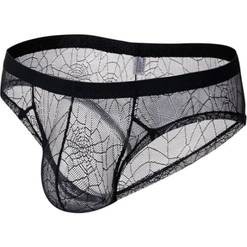 Mens Briefs Mesh Underwear Soft Breathable Brief Sexy Underwear Mens Hot Hips Up Transparent Jockstrap Low Waist Underpants