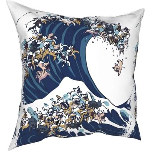 The Great Wave Of French Bulldog Throw Pillow Cover Throw Pillow Dog Lover Custom Cushion Covers