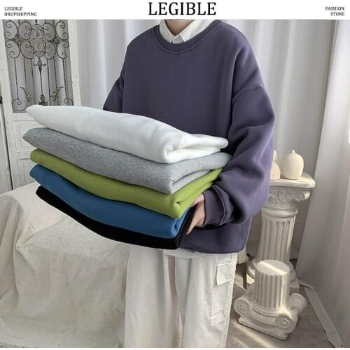 Solid Autumn Color Mens Sweatshirts Japanese Men Hoodies Loose Casual Mens Hoodies