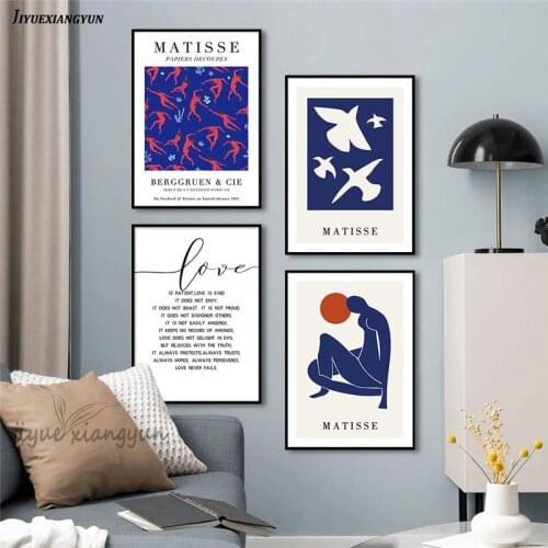 Nordic Wall Art Decoration Print Matisse Abstract Poster Peace Dove Canvas Painting Figure Picture Home Decor For Living Room