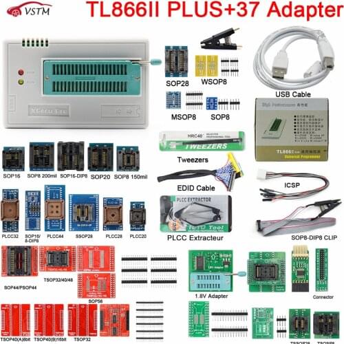 Newest V11.2 TL866II Plus Universal minipro programmer TL866 nand flash AVR PIC Bios USB Programmer+37 pcs adapters