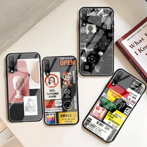 Retro Funny Bar Code Label Phone Case For Huawei P9 10 20pro 30lite Mate 9 10lite 20pro Honor 7A 8X 9 Tempered Glass