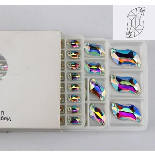 ALL SIZE S Shape crystal sew on rhinestone AB color glass sewing glass sewing 3254 diamond leaf sew-on stone for wedding dress