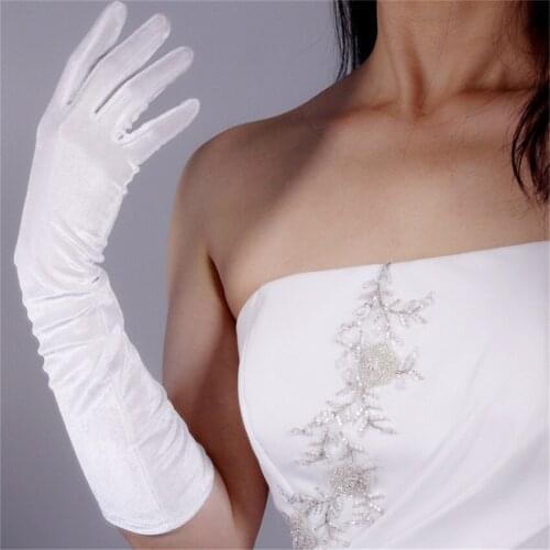 Women 40cm Velvet Long Gloves Long Section Pure White High Elastic Velvet Gold Velvet Touch Screen RBS40