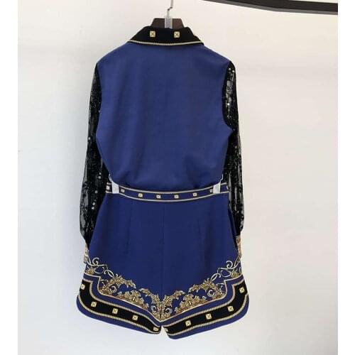 Pieces Runway Fashion 2 High Quality Beading Diamonds Girls Print Blouse+Shorts Elegant Casual New Year Sets