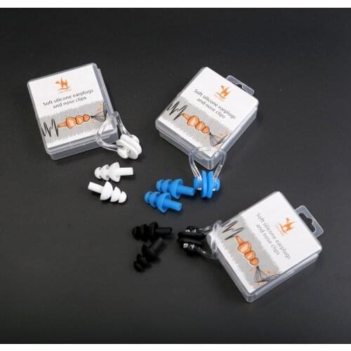 1Set Noise Canceling Earplugs Nose Clip &Silicone Earplugs Dust-Proof Swimming Diving Supplies Safe Hearing Protection EarPlugs