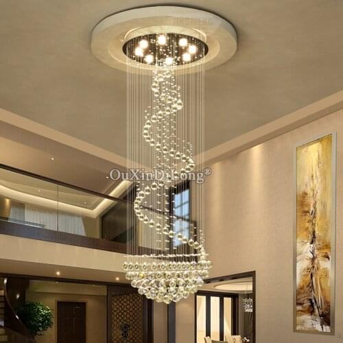 1PCS LED Crystal Chandeliers Light Fixture for Staircase Stair Lights Luxury Hotel Villa Vanity Bedroom Hanging Lamp GF421