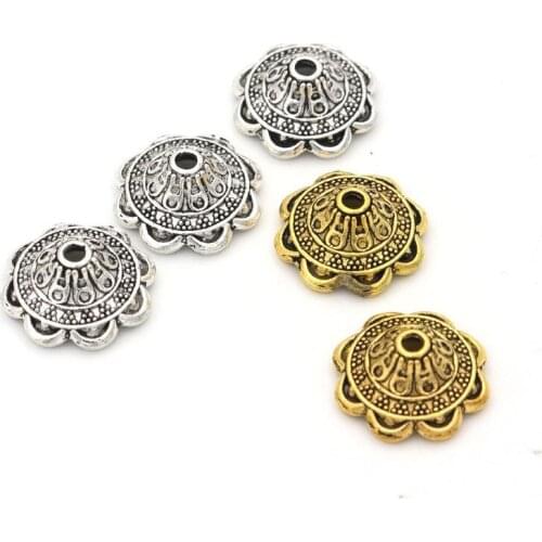 10pcs/lot Gold Silver Color Flower Shaped Loose Spacer Bead Caps For Jewelry Making Diy Finding Accessories Wholesale Supply
