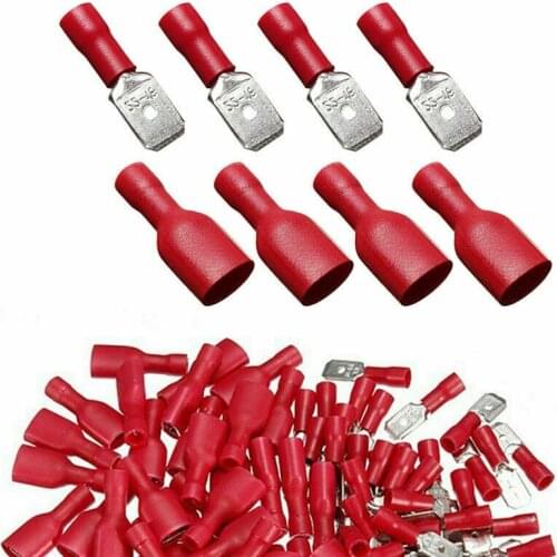 100pcs Insulated Female Male Spade Electrical Crimp Terminal Connectors Wiring Cable Plug Kit PVC Quick Butt Splice Terminals