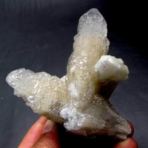 163g Elestial Skeletal Cathedral Quartz DT+Fluoricent Calcite+Hematit - crystals and stones healing Mineral specimen XX0708/08