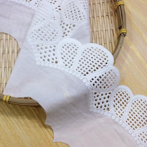 2Yds/lot 11cm wide new beige crown shape wavy edge cotton embroidered lace childrens dress skirt hem cutout accessories AC225