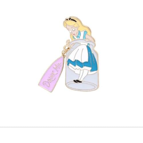 20/Lot Drink Me Princess Brooch Badge Alloy Figures Pin For Lapel Action Figure