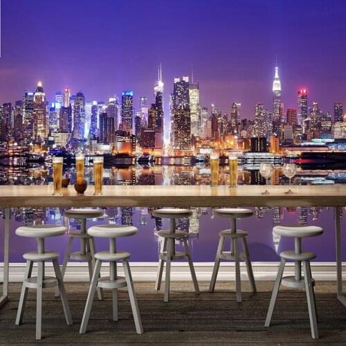 Custom 3D Mural Wallpaper Modern City Night Landscape Photo Wall Painting Living Room Restaurant Backdrop Wall Papel De Parede
