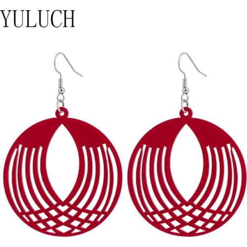 Yuluch Acrylic earrings for women hollow pendant unique design jewelry girl party birthday gift 2020 earring for woman Simple