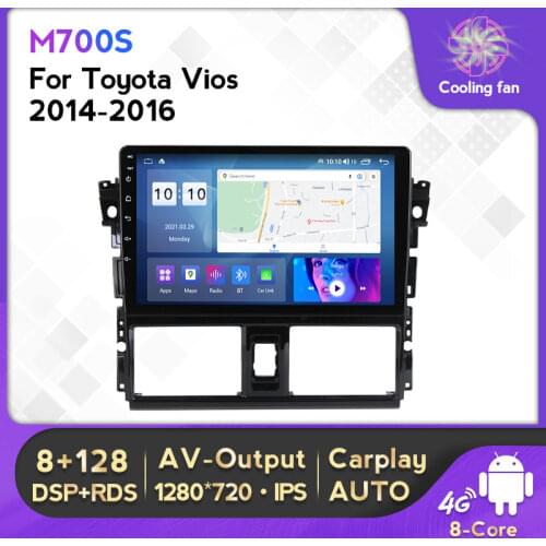 DSP IPS Android 10 Car Radio TOYOTA YARIS VIOS 2014/2015/2016 Multimedia GPS Navigation Navi Player Auto Stereo WIFI Carplay
