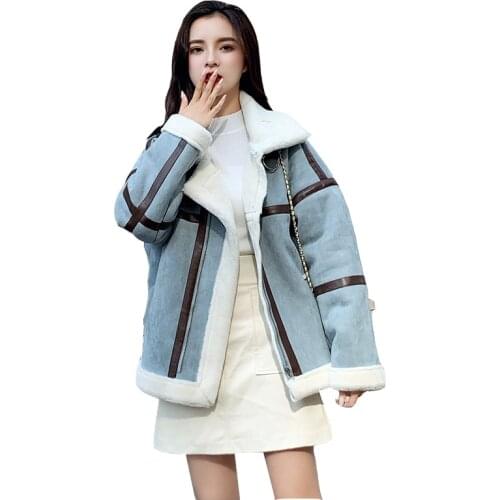 Deerskin Velvet One Korean Tops Woman 2020 New Winter Warm Jacket Female Thick Loose Short Lamb Wool Overcoat Women