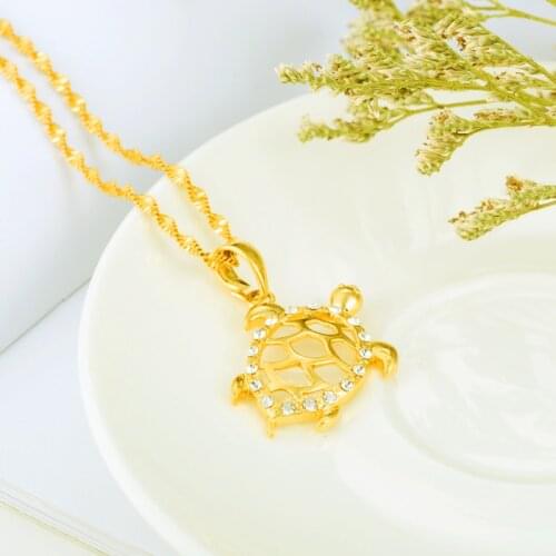 Tortoise Pendan Ethiopian Gold Color Pendant Chain Necklaces For Women Habesha Eritrea Party Gift African with Water Wave Chain