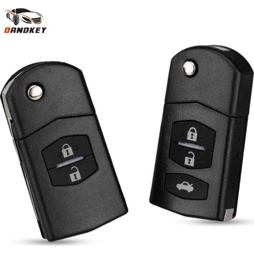 Dandkey Replacement 2/3 Button Remote Key Shell Car Key Case Folding Flip With Uncut Blade For Mazda 3 5 6 M6 RX8 MX5 Fob