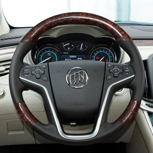 For Buick 06-20 New LaCrosse DIY custom leather imitation peach wood car interior steering wheel cover