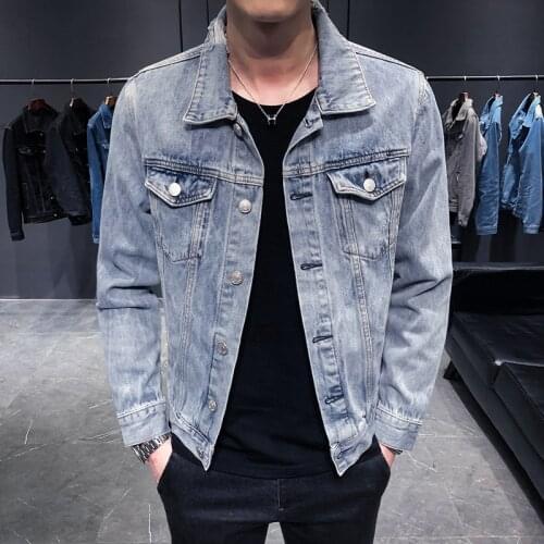 Denim Jacket Men Fashion Hole Vintage Motorcycle Jaqueta Jeans Coat Male Streetwear Spring Autumn Bomber Casual Cowboy Outwear