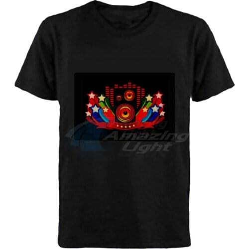 Christmas party music flashing led light up el panel t-shirt sound activated flashing el panel t-shirt