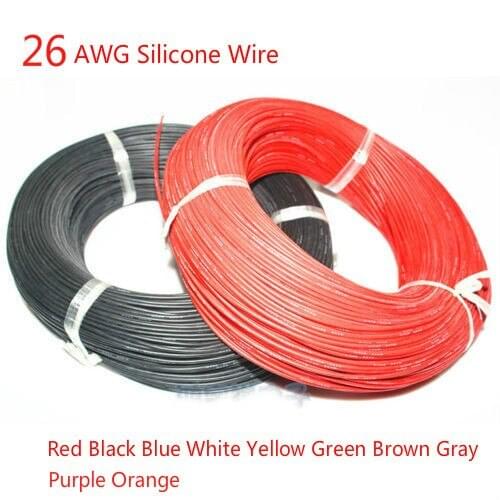 5meters 16.4FT 26 AWG Flexible Silicone Wire RC Cable 26AWG 30/0.08TS OD 1.5mm Tinned Copper Wire With 10 Colors to Select