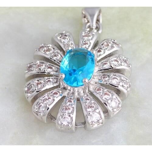 Charismatic Pendants Silver Color Jewelry Blue Cubic Zirconia Necklaces Pendants Fashion Jewelry For Womens AP283