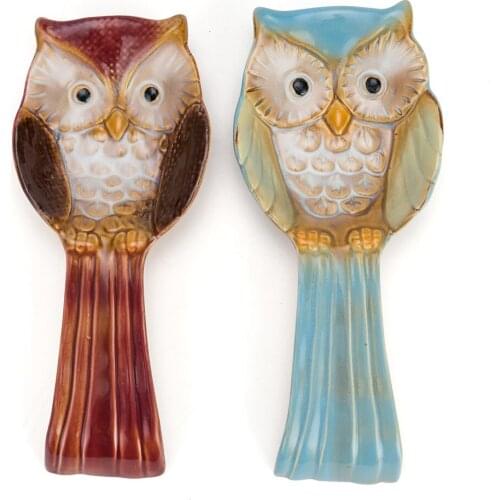 Ceramic Owl Spoon Rest for Kitchen Counter Spoons Holder for Stove Top Cute Animal Shaped Home Kitchen Restaurant