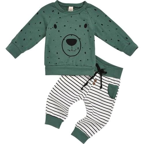 2020 Baby Clothing Sets Cartoon Bear Children Boys Girl Outfit Kids Suit Cotton Sweatshirt Tops + Pants 2pcs Roupa Infantile