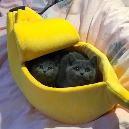 Banana Shape Pet Dog Cat home litter Bed House for Mat Durable Kennel Doggy Puppy Cushion Basket Warm Portable Cat Supplies gy