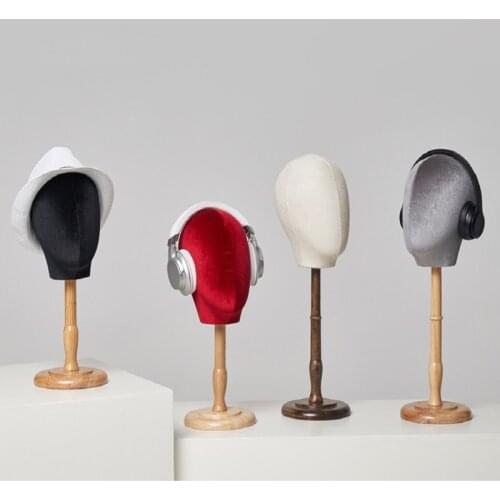 Fabric Covered Kid Child Mannequin Head With Wood Base For Hat Display